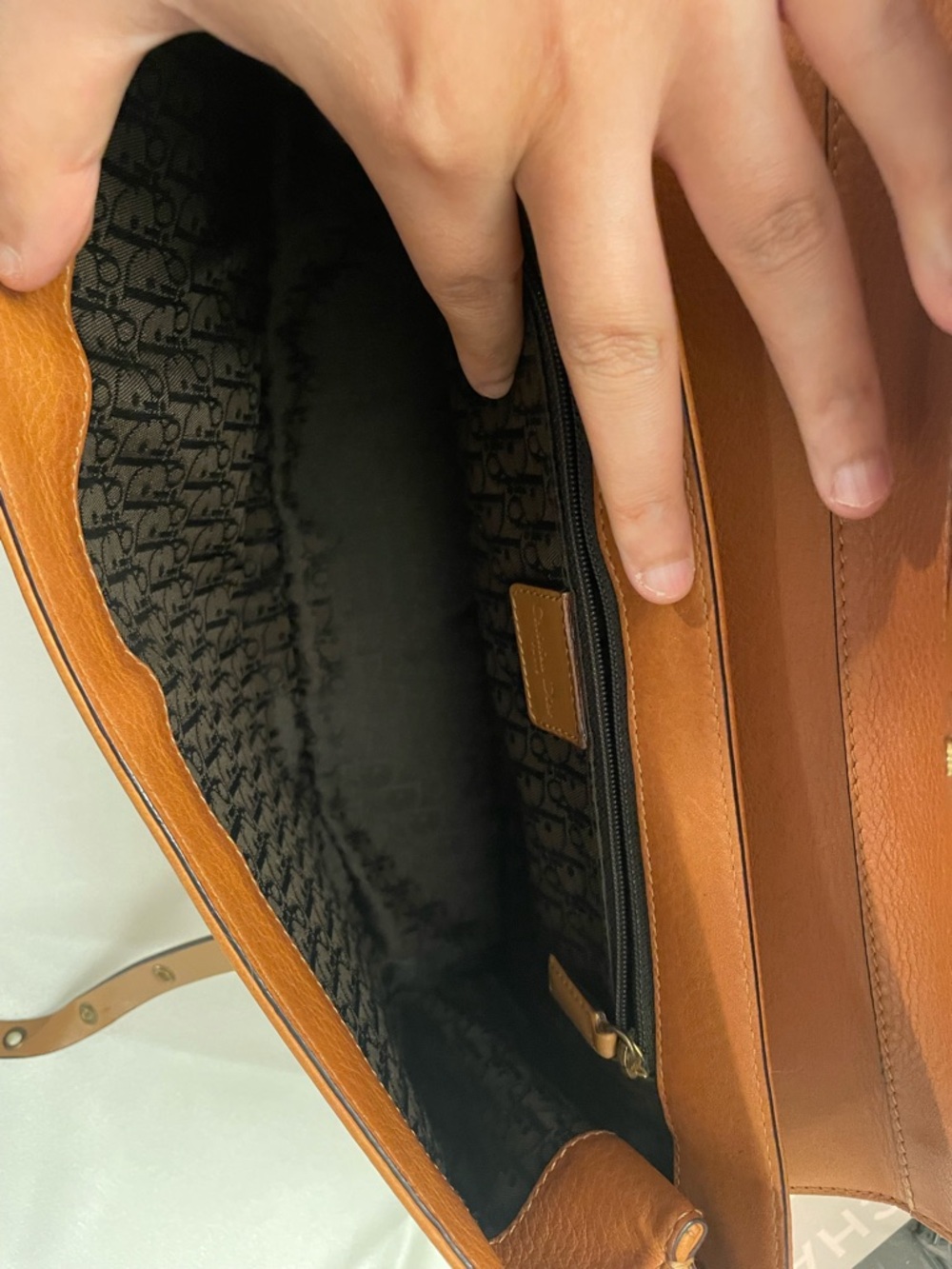 Rare Vintage Dior Punk Line Shoulder Bag - Tan/Brown Leather - Iconic! - Picture 13 of 14